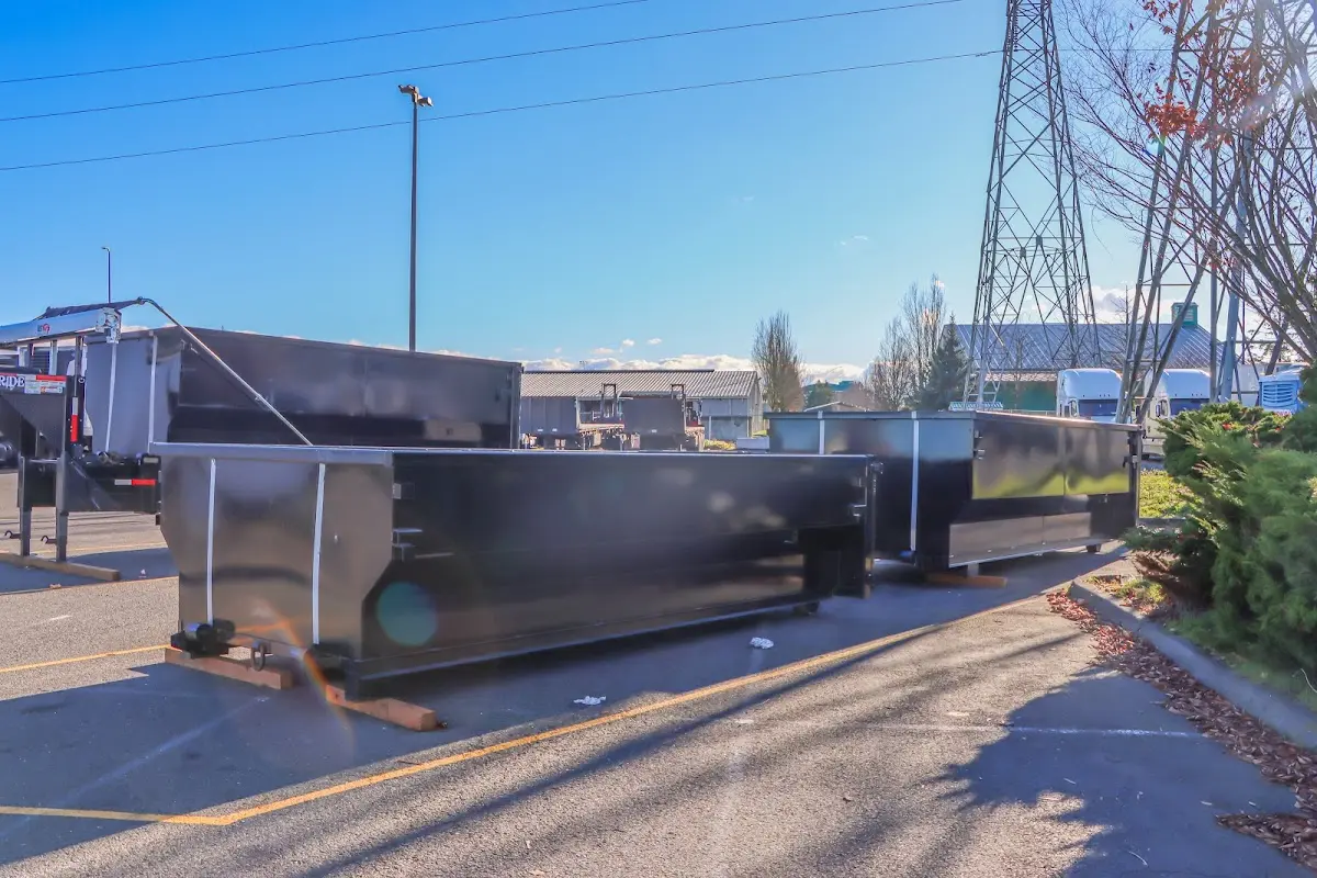 Roll-off dumpster ready for waste disposal at job site for 2 Yard Dumpster Rental in Baltimore